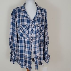 Meri Sky Button down plaid shirt size 1x
